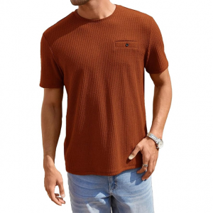 Men's Waffle Knitted Crew Neck Regular Fit Tees